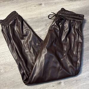 BCBGeneration Brown Faux Leather Jogger Pants